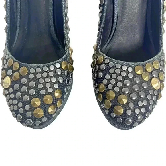 Diesel Kristaly Indigo Heels Denim Studded Stilettos Heels Pumps Size 8.5 US - Picture 5 of 11